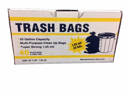 Large Trash Bags, 33 Gallon, 40-Ct.