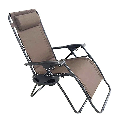 Verona Zero Gravity Chair with E-Coated Steel Frame and Brown Fabric Seating