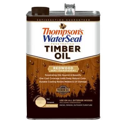 Penetrating Timber Oil, Exterior Wood Protector, Redwood, Semi-Transparent, 1-Gallon