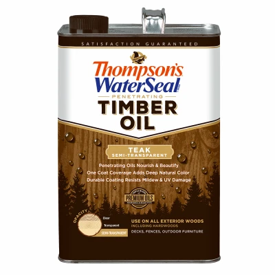Penetrating Timber Oil, Exterior Wood Protector, Teak, Semi-Transparent, 1-Gallon