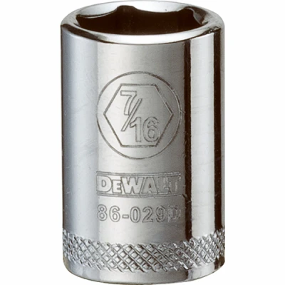 SAE Socket, Shallow, 6-Point, 7/16 In., 1/4 In. Drive