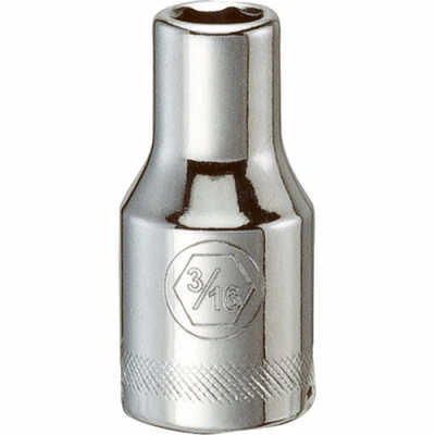 SAE Socket, Shallow, 6-Point, 3/16 In., 1/4 In. Drive