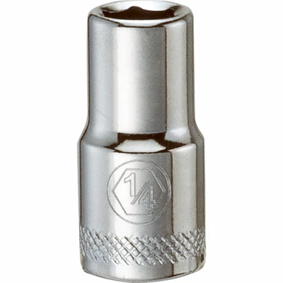 SAE Socket, Shallow, 6-Point, 1/4 In., 1/4 In. Drive