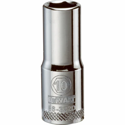 Metric Deep Socket, 6-Point, 3/8 In. Drive, 10mm
