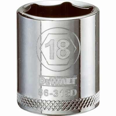 DEWALT Metric Shallow Socket, 6-Point, 3/8-In. Drive, 18mm