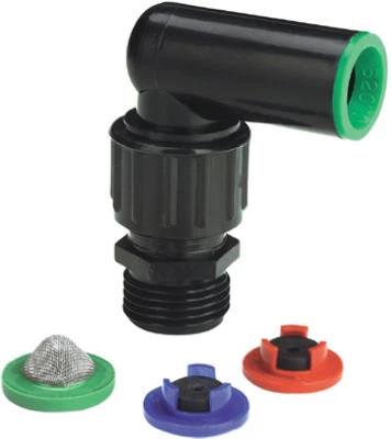 Sprinkler Riser Adapter, Multi-Inlet x 1/2-In. Tubing, Swivel Elbow