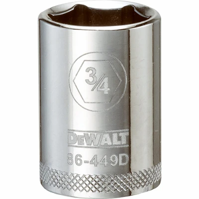 SAE Socket, Shallow, 6-Point, 3/4 In., 1/2 In. Drive