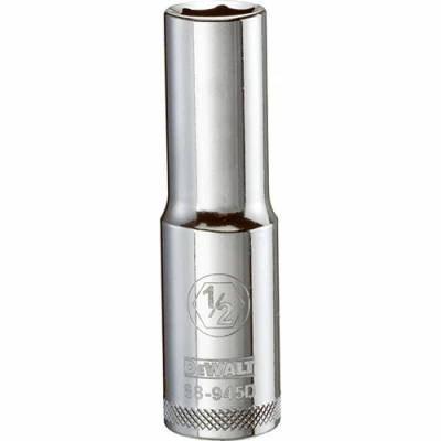 SAE Deep Socket, 6-Point, 1/2 In. Drive, 1/2 In.