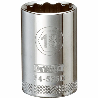 Metric Shallow Socket, 12-Point, 1/2 In. Drive, 18mm