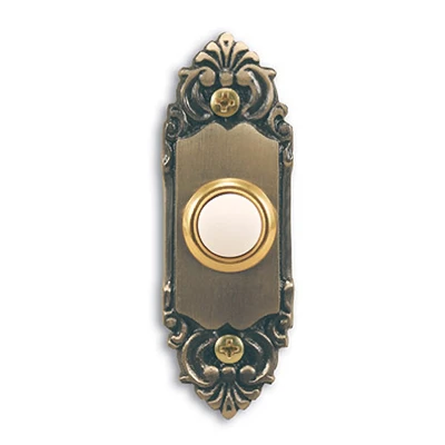 Wired Doorbell Push Button, LED Light, Antique Brass