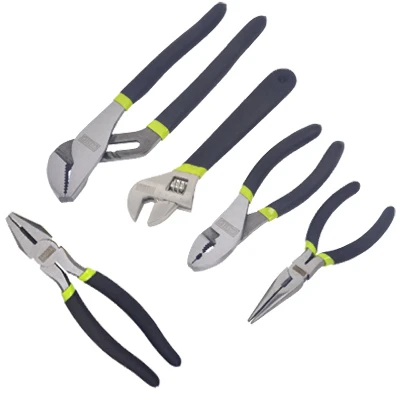 5-piece Pliers & Wrench Set With Cushion Grip Handles