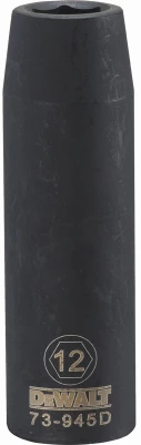 Metric Deep Impact Socket, 6-Point, Black Oxide, 1/2 In. Drive, 12mm