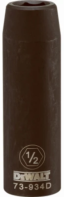 SAE Deep Impact Socket, 6-Point, Black Oxide, 1/2 In. Drive, 1/2 In.