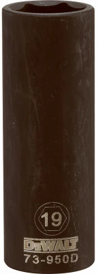 Metric Deep Impact Socket, 6-Point, Black Oxide, 1/2 In. Drive, 19mm