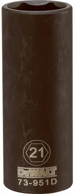 Metric Deep Impact Socket, 6-Point, Black Oxide, 1/2 In. Drive, 21mm