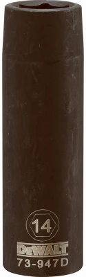 Metric Deep Impact Socket, 6-Point, Black Oxide, 1/2 In. Drive, 14mm