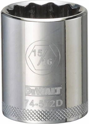 SAE Socket, Shallow, 12-Point, 15/16 In., 1/2 In. Drive