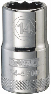 Metric Shallow Socket, 12-Point, 1/2 In. Drive, 14mm