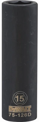 Metric Deep Impact Socket, 6-Point, Black Oxide, 1/2 In. Drive, 15mm