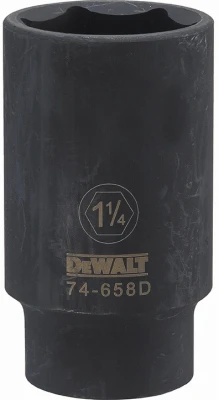 SAE Deep Impact Socket, 6-Point, Black Oxide, 1/2 In. Drive, 1-1/4 In.