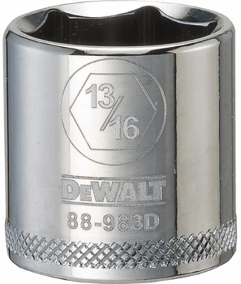 SAE Socket, Shallow, 6-Point, 13/16 In., 3/8 In. Drive