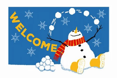 Koko Printed Door Mat with Snowman Design, 18 Inches by 28 Inches