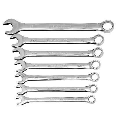 7-piece Metric Combination Wrench Set With Full Polish Finish