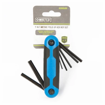 7-In-1 Metric Hex Key Set, Small, Plastic, Fold-Up