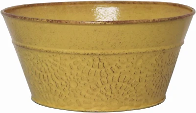 Cove Metal Embossed Yellow Metal Bowl Planter, 8 Inch Diameter