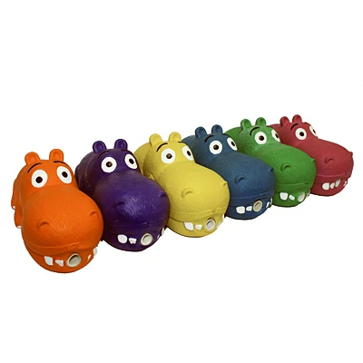 Hippo Latex Dog Toy, Assorted Colors, 8-inch Durable Pet Plaything