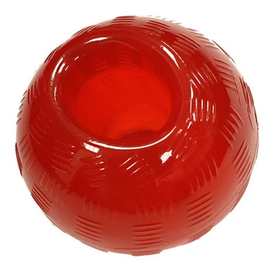 Play Strong Ball Dog Toy, 3.25-inch Durable Rubber With Treat Opening
