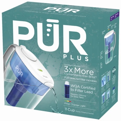 Plus 11-cup Water Filter Pitcher With 3-in-1 Filtration Technology, White