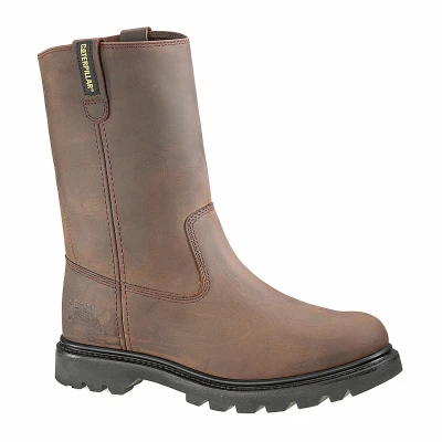 Revolver Men's Steel-Toe Pull Up Boots with Leather Upper in Dark Brown Size 8 Medium