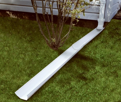 Tilt and Drain Downspout Extender, White, Six Feet Length