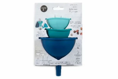 Three Piece Silicone Kitchen Funnel Set with Assorted Colors
