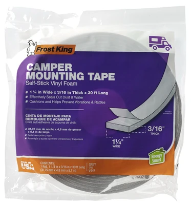 Camper Mounting Tape, 1-1/4W x 3/16 In. T x 30 Ft.