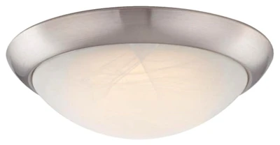 LED Ceiling Light Fixture, Flush Mount, Brushed Nickel/White Shade, 11-In.