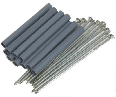 Gutter Spike & 4 In. Black Plastic Ferrule, Mill Finish Galvanized Steel, 7 In., 10-Pk.