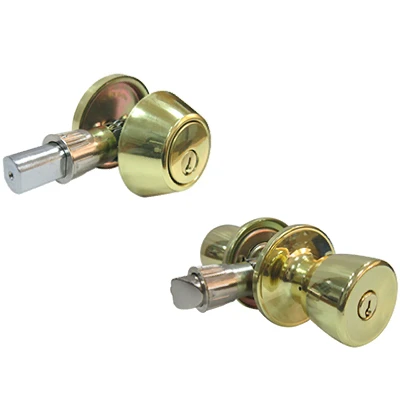 Combination Mobile Home Lockset in Polished Brass Finish
