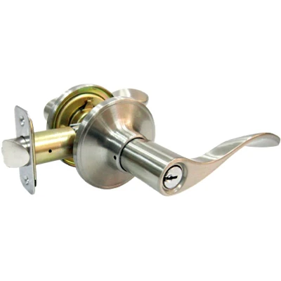 Reversible Bergamo Wave Entry Lever Lockset in Satin Nickel Finish