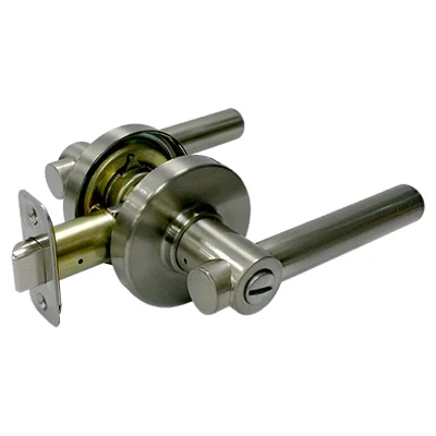 Reversible Basel Contemporary Privacy Lever Lockset in Satin Nickel Finish