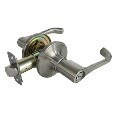 Milano Satin Nickel Entry Lever Lockset with Keyed Cylinder and Adjustable Backset