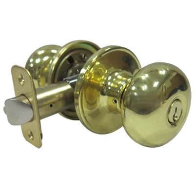 Mushroom Style Entry Door Knob Set in Polished Brass Finish