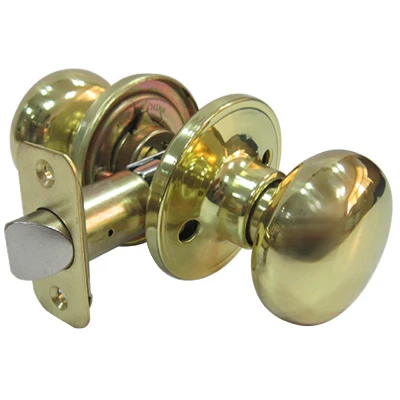 Mushroom Style Passage Door Knob Set in Polished Brass Finish