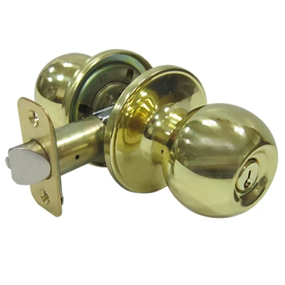 Ball-Style Knob Entry Lockset in Polished Brass Finish