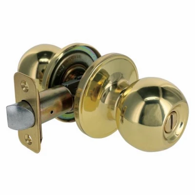 Privacy Lockset, Ball-Knob Style, Polished Brass