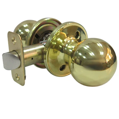 Ball Passage Door Knob Set in Polished Brass Finish