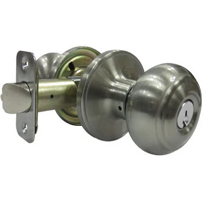 Verona Fancy Mushroom Entry Knob Set, Satin Nickel, Adjustable Latch