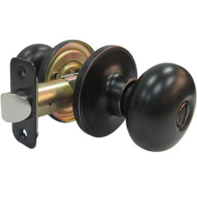 Mushroom Style Privacy Door Lockset in Aged Bronze Finish