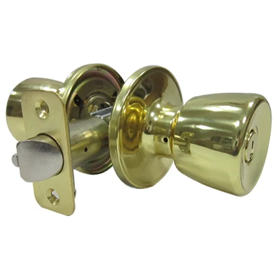 Tulip-style Knob Entry Lockset, Polished Brass, Model Ts700b Kd